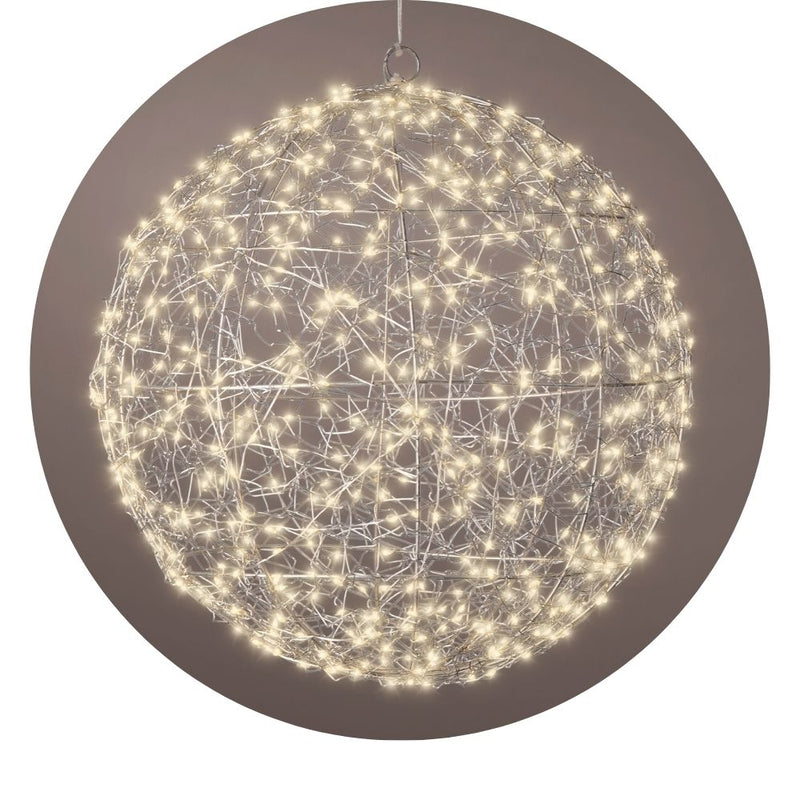 Micro LED Kugel D 38 cm silberfarben