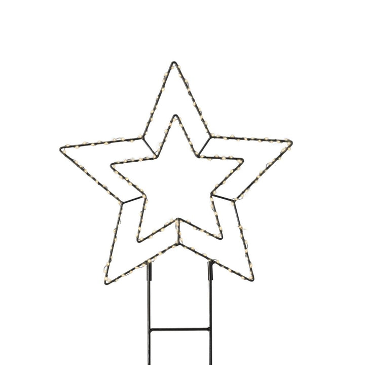Micro LED Stabbeleuchtung doppelter Stern D 38 cm schwarz