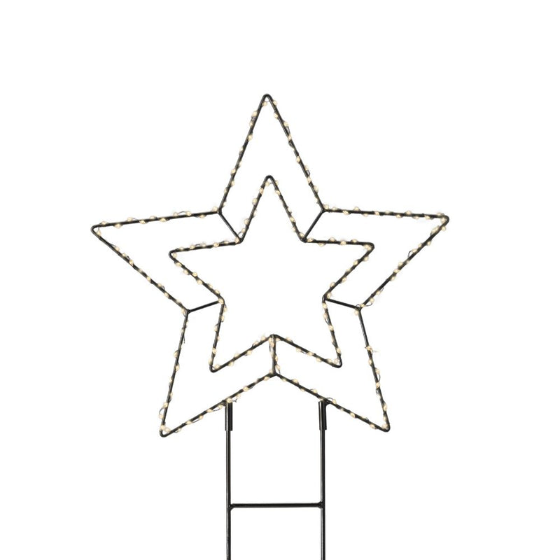 Micro LED Stabbeleuchtung doppelter Stern D 38 cm schwarz