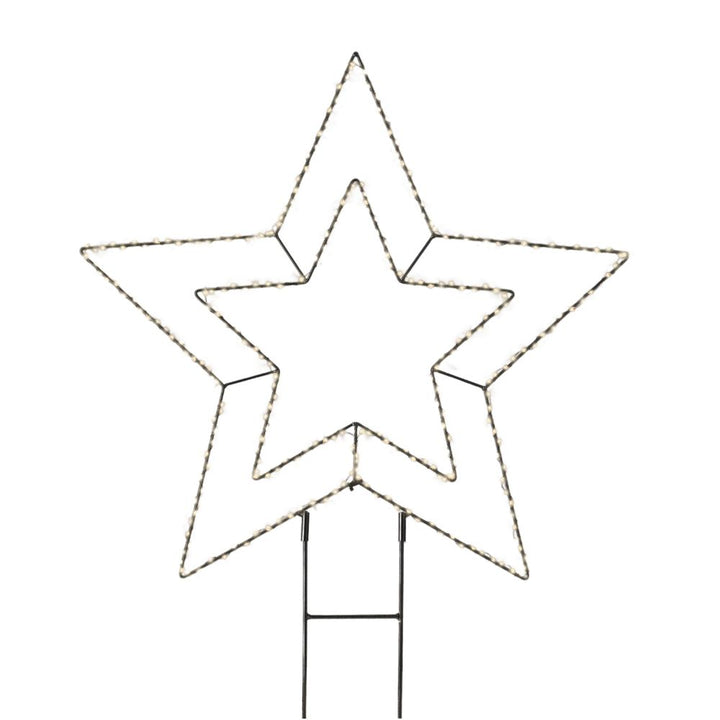 Micro LED Stabbeleuchtung doppelter Stern D 58 cm schwarz