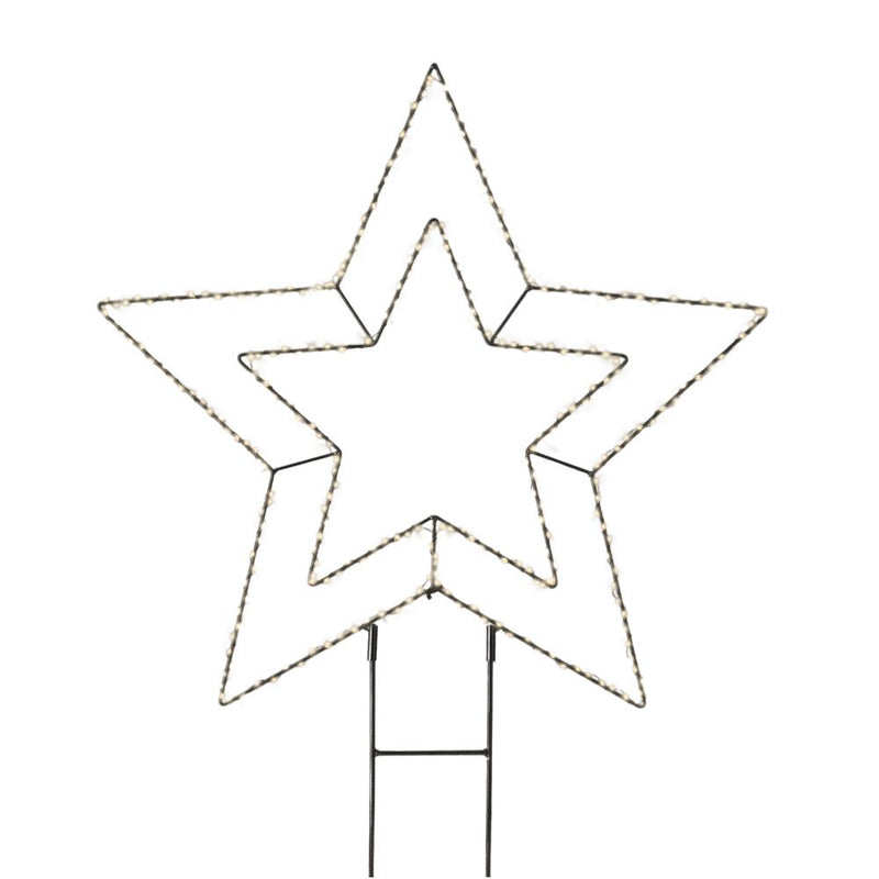Micro LED Stabbeleuchtung doppelter Stern D 58 cm schwarz