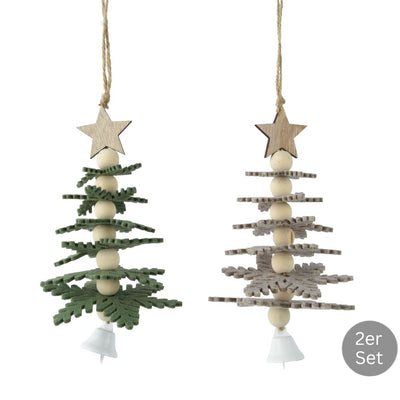 Weihnachtsbaum mit Stern zum Hängen 2er-Set