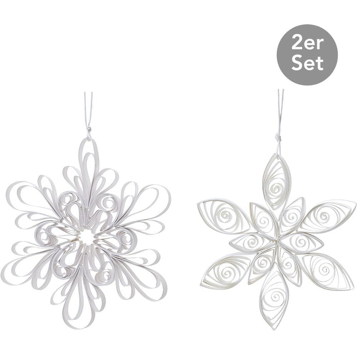 Papier Schneeflocken 2er-Set weiß