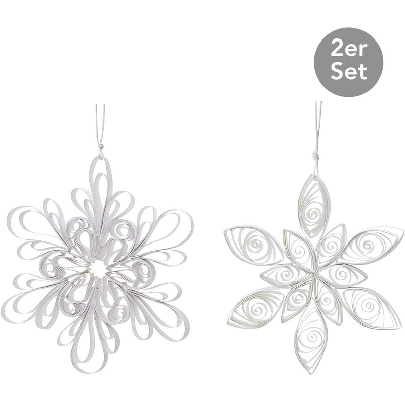 Papier Schneeflocken 2er-Set weiß