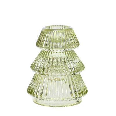 Glas Teelichthalter Tanne hellgrün