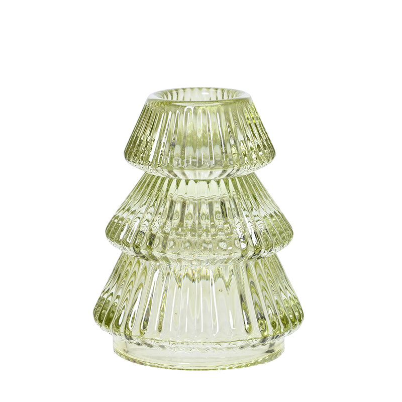 Glas Teelichthalter Tanne hellgrün