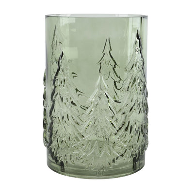 Glasvase mit Tannen grün