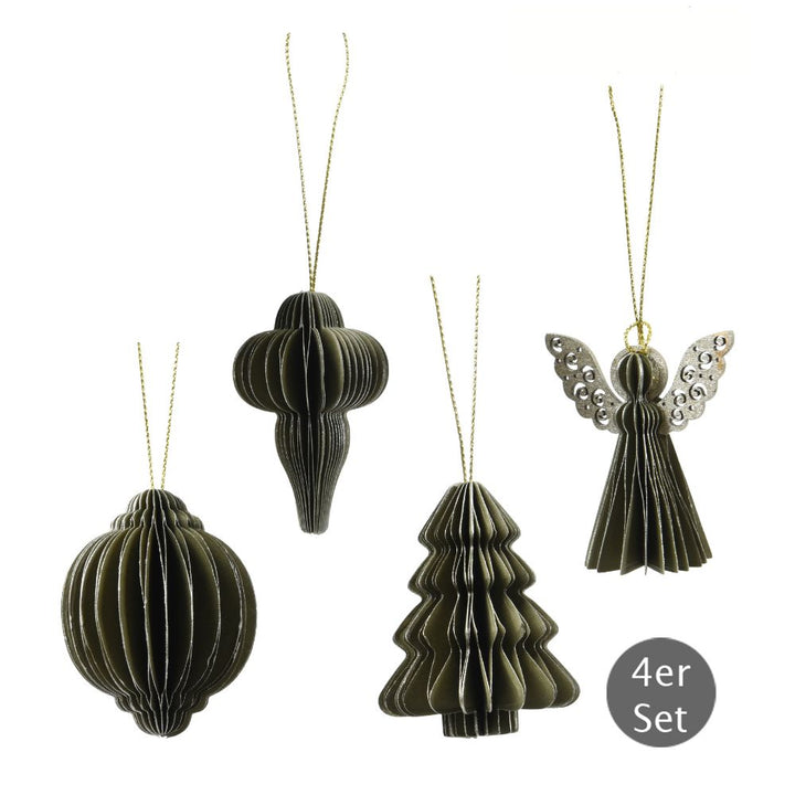 Dekohänger 4er Set dunkelgrün 6 cm