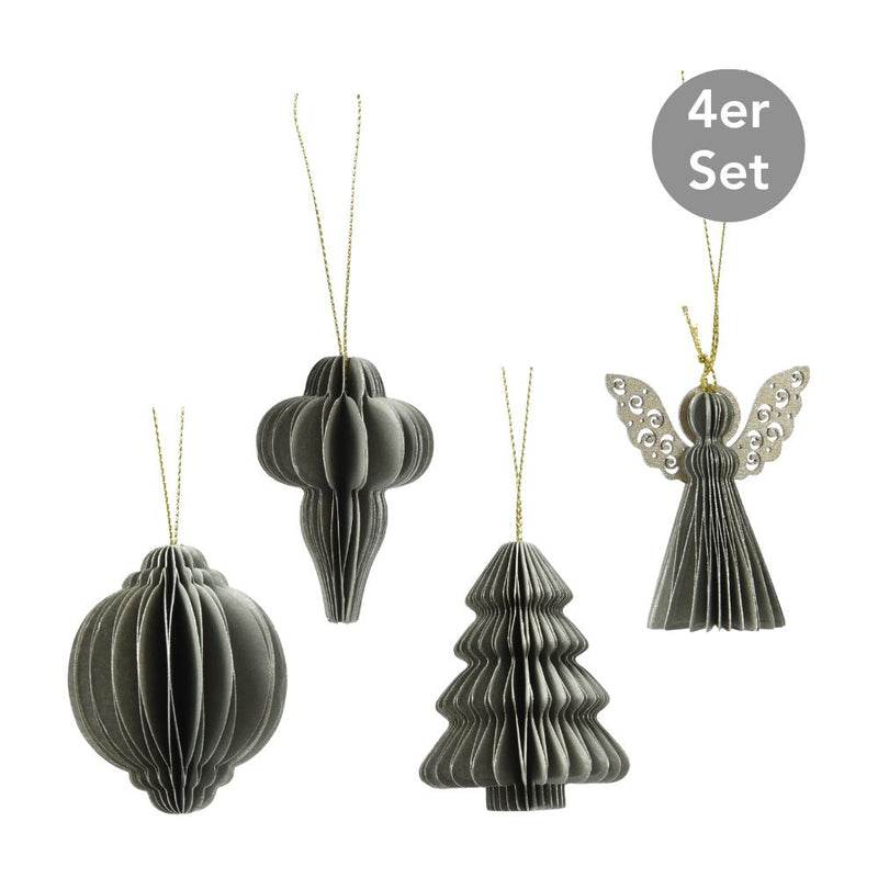 Dekohänger 4er Set graugrün 6 cm