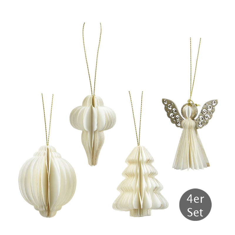 Dekohänger 4er Set wollweiß 6 cm