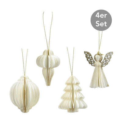 Dekohänger 4er Set wollweiß 6 cm