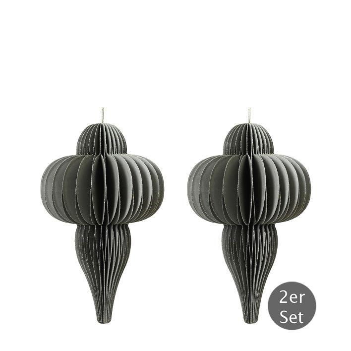 Dekohänger Tropfen graugrün 8 cm 2er-Set
