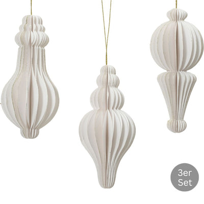 Dekohänger 3er Set wollweiß 12 cm