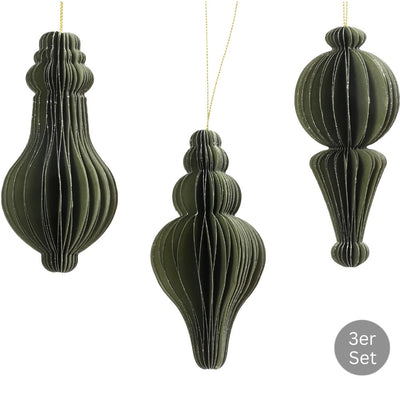 Dekohänger 3er Set dunkelgrün 12 cm