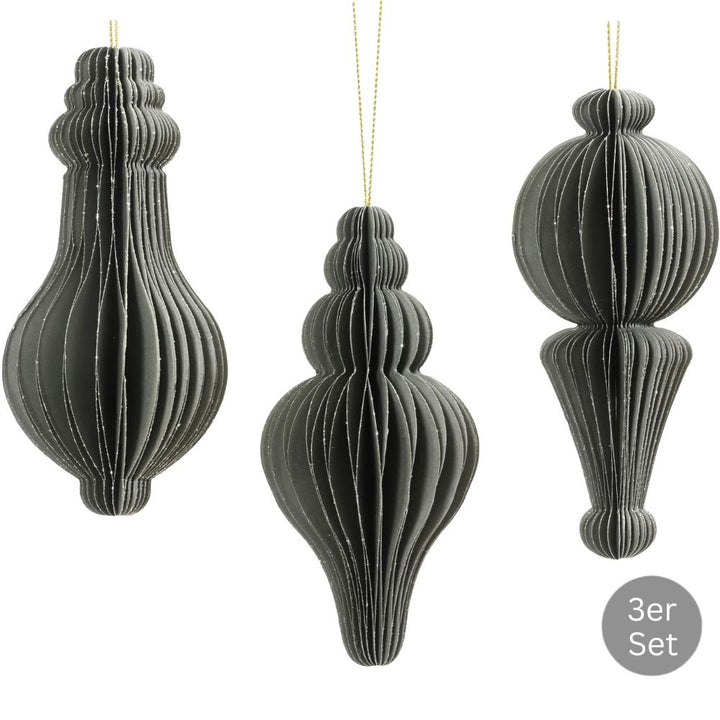 Dekohänger 3er Set graugrün 12 cm