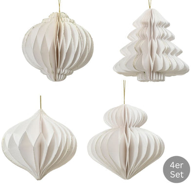 Dekohänger 4er Set wollweiß 8 cm