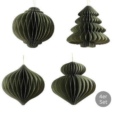 Dekohänger 4er Set dunkelgrün 8 cm