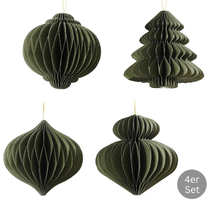 Dekohänger 4er Set dunkelgrün 8 cm