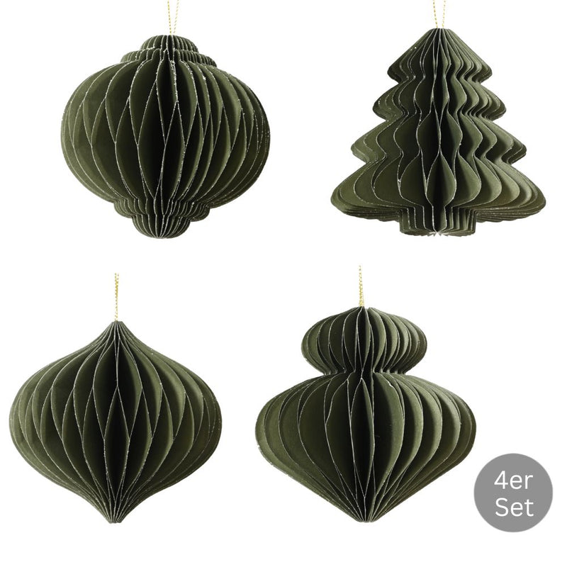 Dekohänger 4er Set dunkelgrün 8 cm