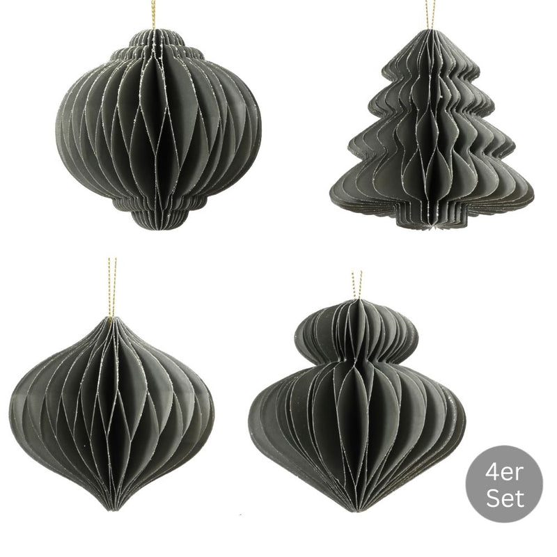 Dekohänger 4er Set graugrün 8 cm