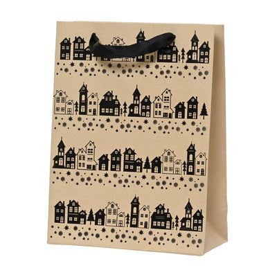 Flaschentasche Häuserlandschaft 2er Set beige
