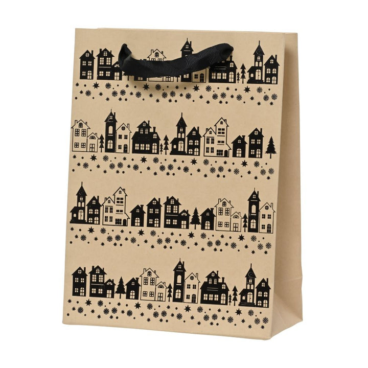 Flaschentasche Häuserlandschaft 2er Set beige
