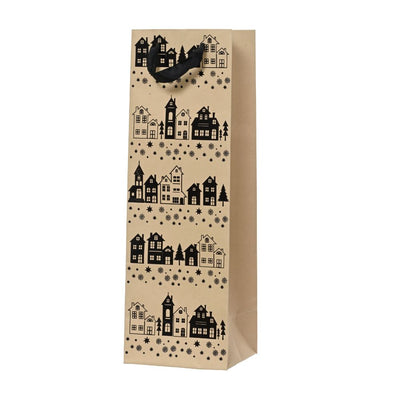Geschenktasche Häuserlandschaft 2er Set beige groß