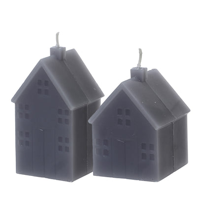 Haus Kerze dunkelgrau 2er-Set