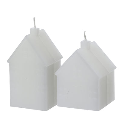 Haus Kerze grauweiß 2er-Set