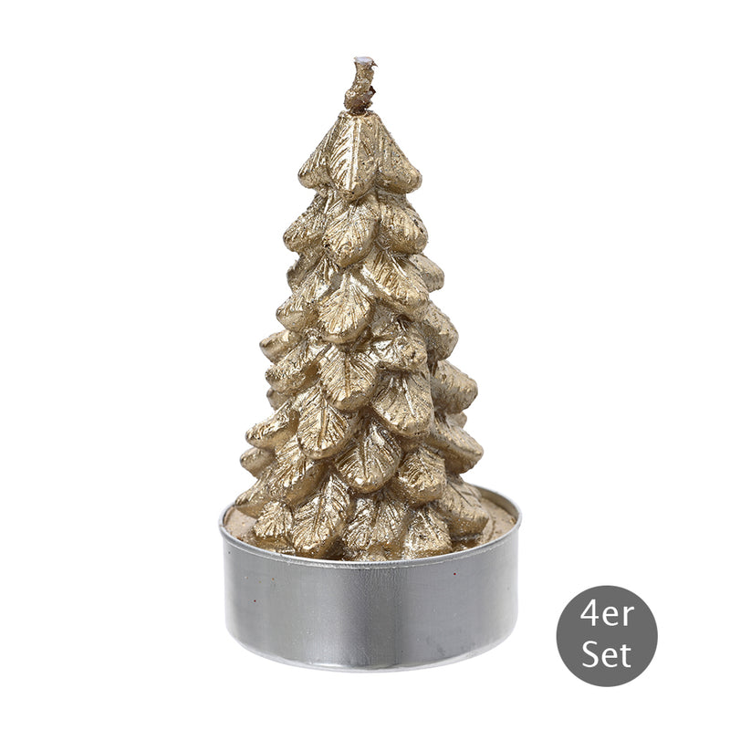 Weihnachtsbaum Kerze goldfarben 4er-Set