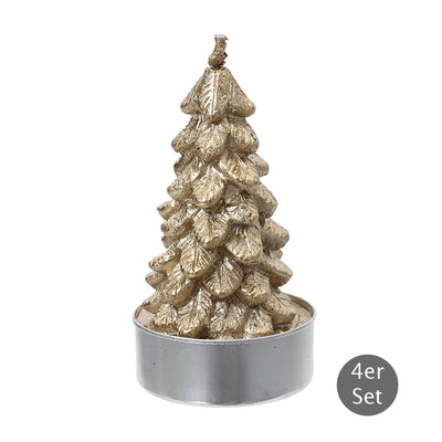 Weihnachtsbaum Kerze goldfarben 4er-Set