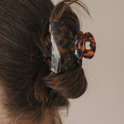 Eulenschnitt Haarspange groß Herz Amber