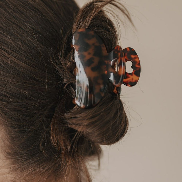 Eulenschnitt Haarspange groß Herz Amber