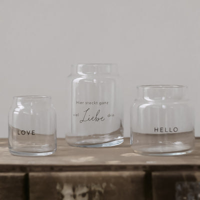 Eulenschnitt Vase aus Glas Liebe Groß