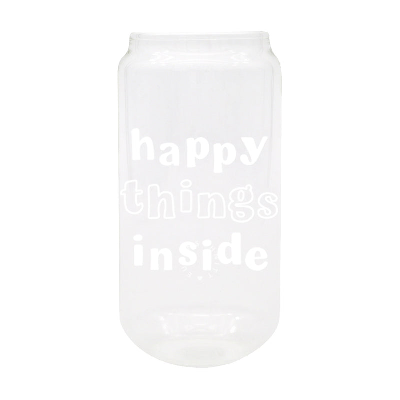 Eulenschnitt hohes Trinkglas Happy Things weiß