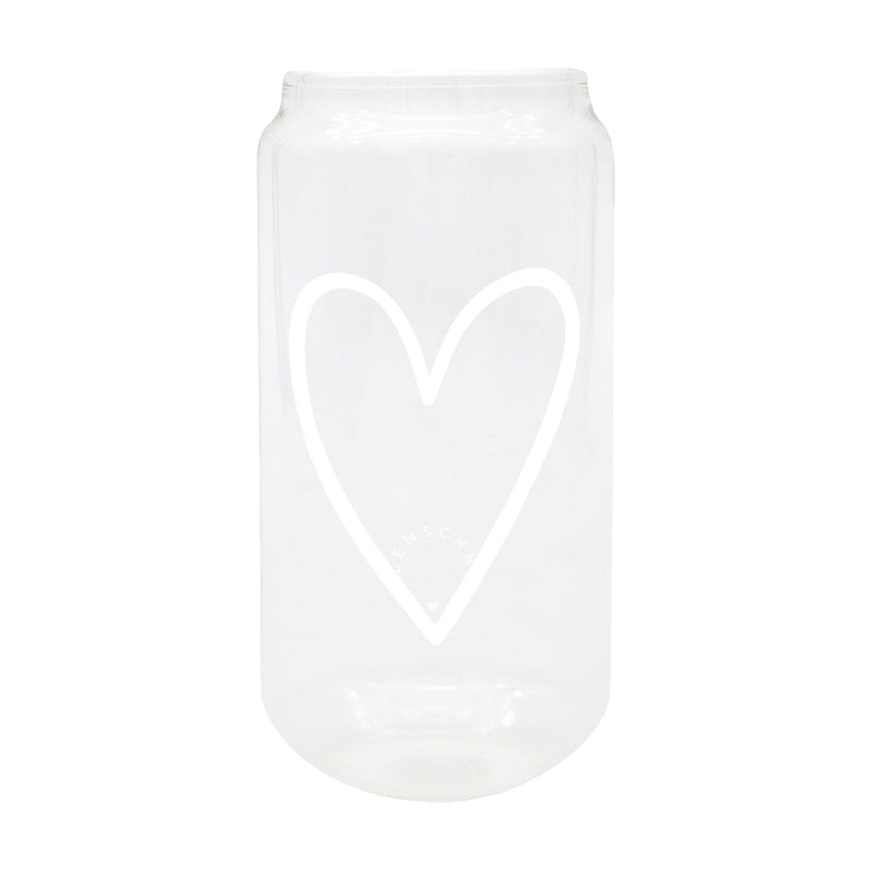 Eulenschnitt hohes Trinkglas Herz weiß