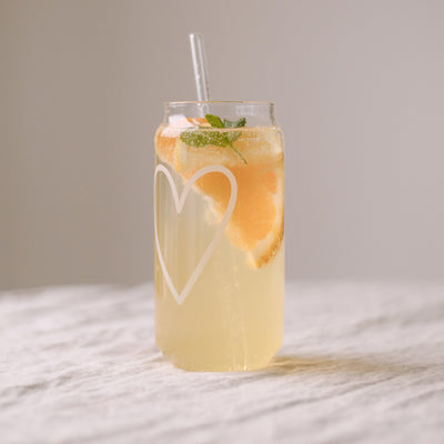 Eulenschnitt hohes Trinkglas Herz weiß