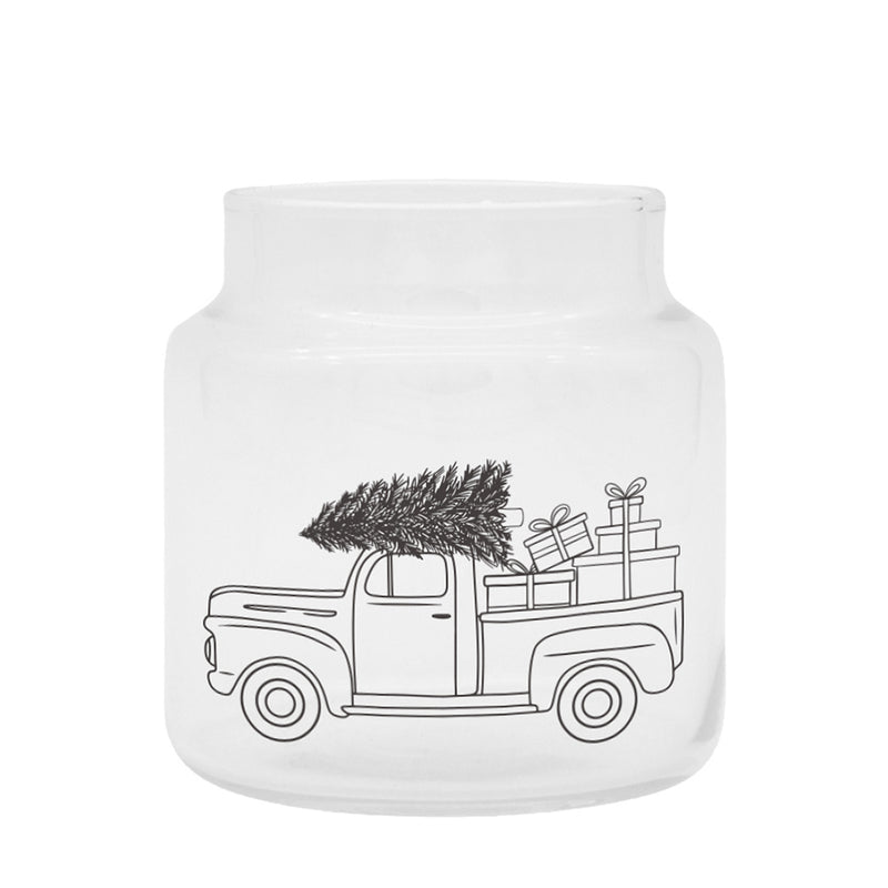 Eulenschnitt Glas Vase Weihnachtsauto schwarz mittel