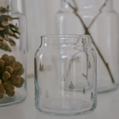 Eulenschnitt Glas Vase Tannen schwarz klein