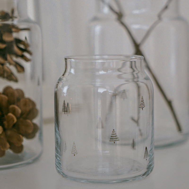 Eulenschnitt Glas Vase Tannen schwarz klein