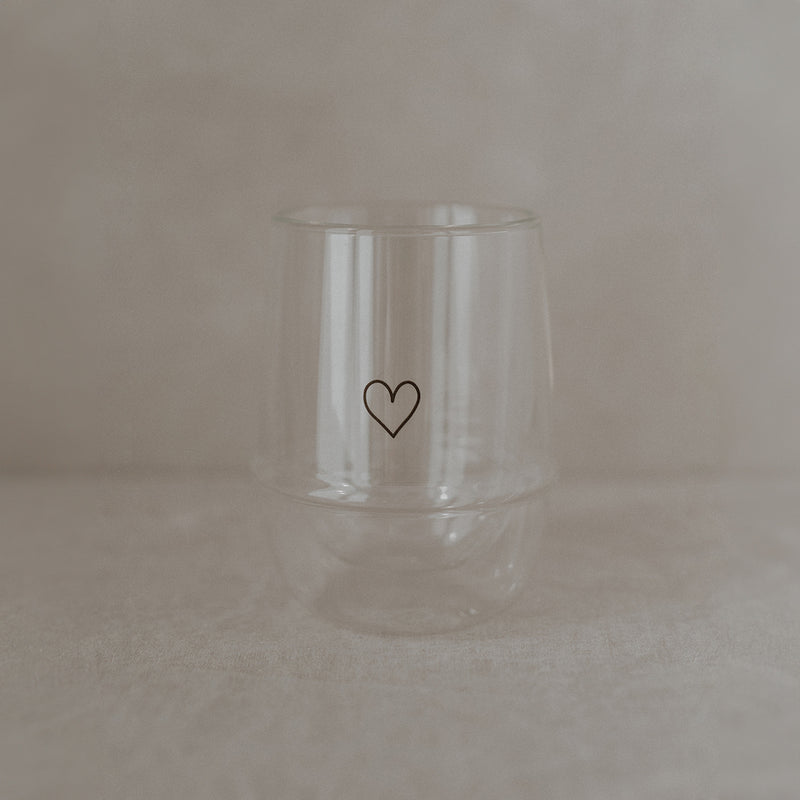Eulenschnitt doppelwandiges Glas 340 ml Herz
