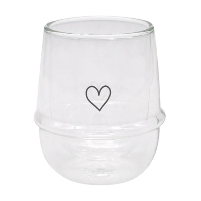 Eulenschnitt doppelwandiges Glas 220 ml Herz