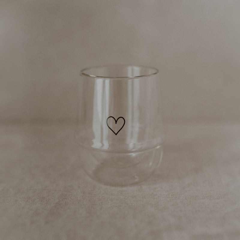Eulenschnitt doppelwandiges Glas 220 ml Herz