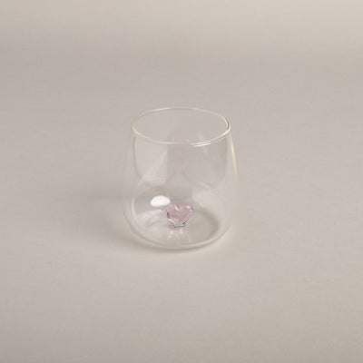Eulenschnitt Trinkglas Herzfigur rosa
