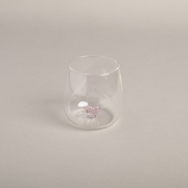 Eulenschnitt Trinkglas Herzfigur rosa