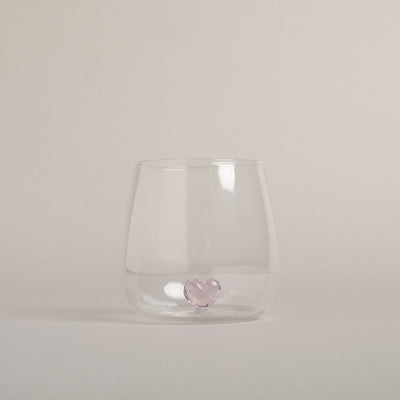 Eulenschnitt Trinkglas Herzfigur rosa