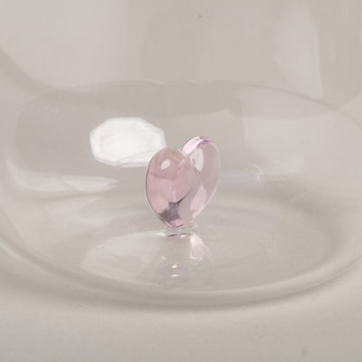 Eulenschnitt Trinkglas Herzfigur rosa