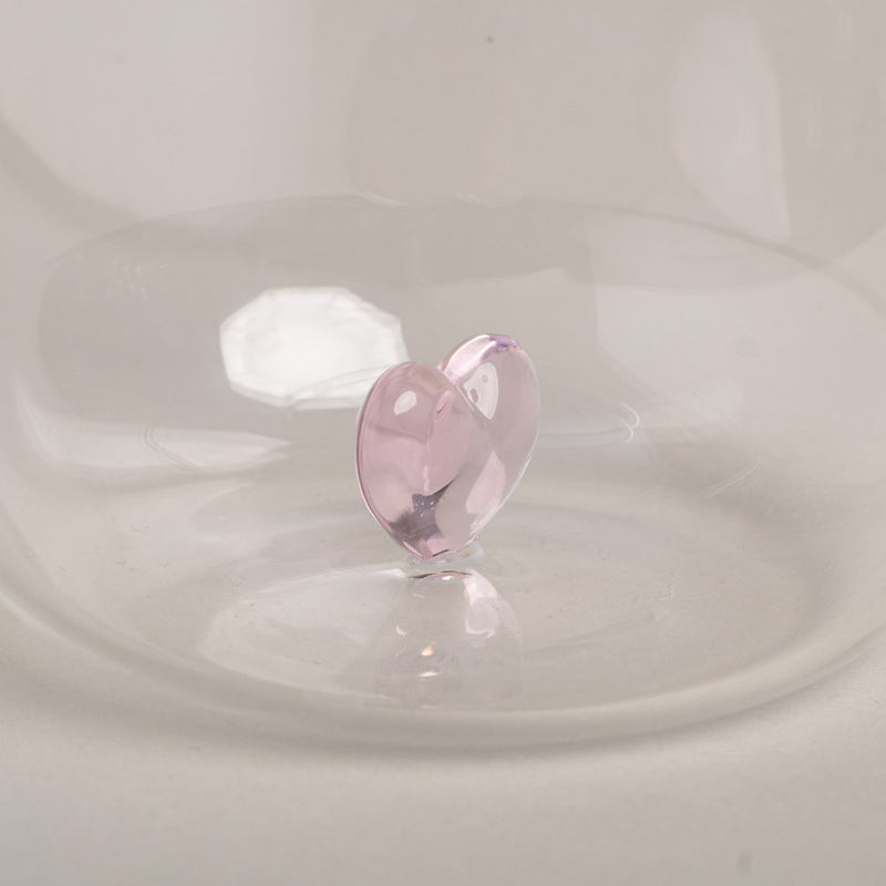 Eulenschnitt Trinkglas Herzfigur rosa