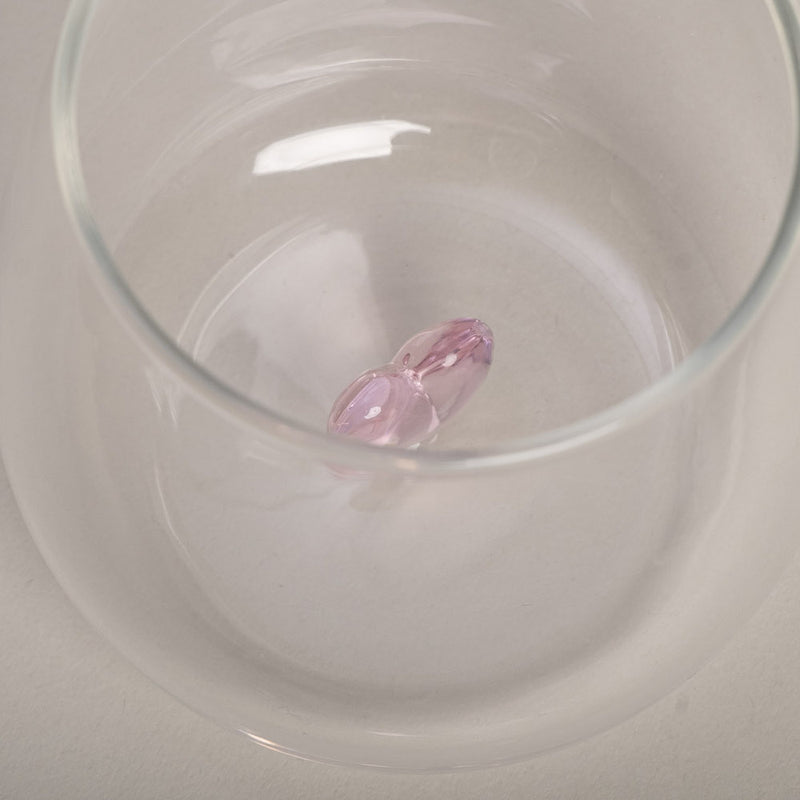 Eulenschnitt Trinkglas Herzfigur rosa