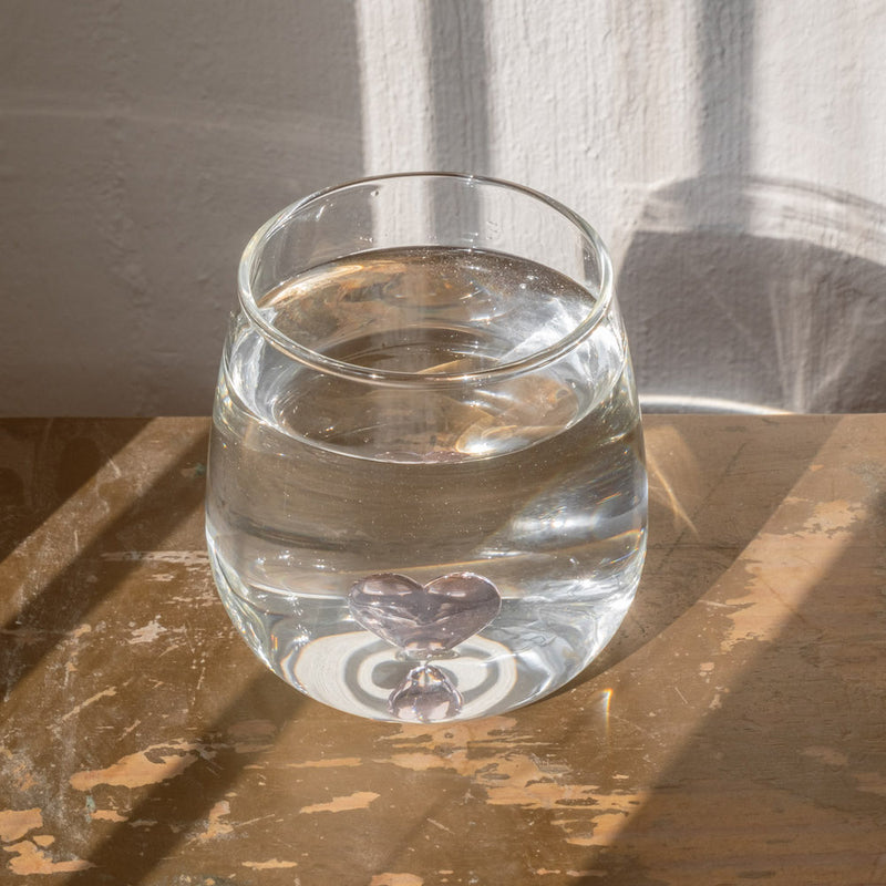 Eulenschnitt Trinkglas Herzfigur rosa